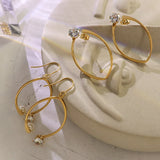 18K Zircon Stud Earrings with Pearl Drop