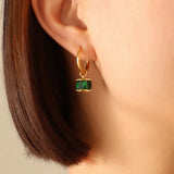 18K Emerald Zircon Necklace Earrings Set