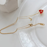 18K Red Heart Love Star Moon Chain Necklace Pendant