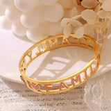 18K Niche Letter Cuff Bracelet Family Wrap Bangle Jewelry