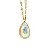 18K Avocado Opal Inlaid Water Drop Pendant Necklace