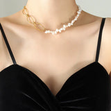 18K Baroque Oval Freshwater Pearl Clavicle Chain Necklace