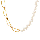 18K Baroque Oval Freshwater Pearl Clavicle Chain Necklace