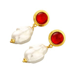 Baroque Pearl Drop Earrings Crystal Glass 925 Silver Needle Jewelry