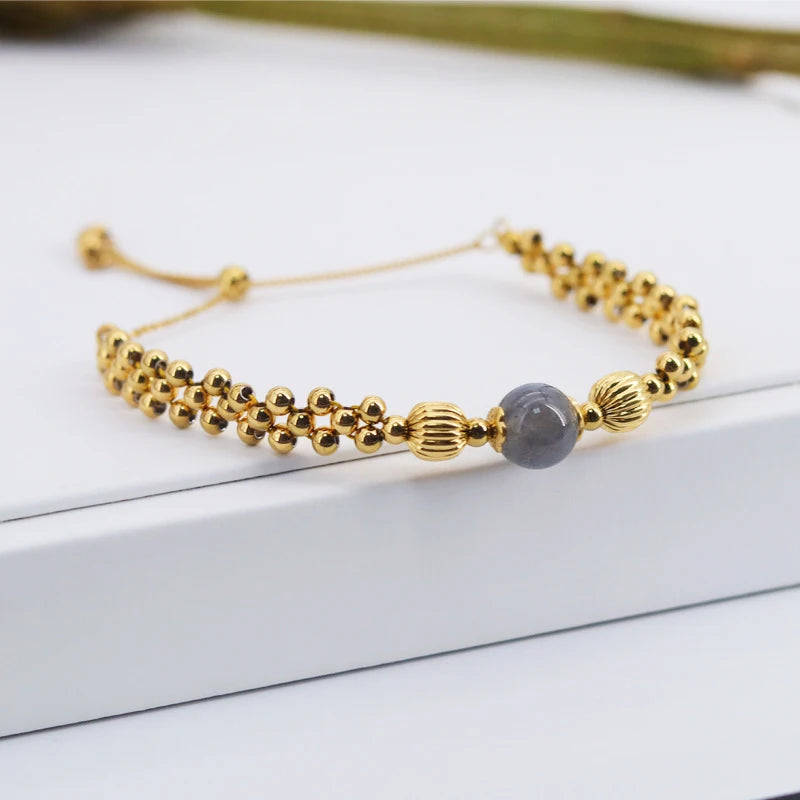 Moonstone Transit Bead Bracelet Bangle for Women