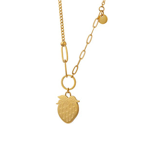 18K Chain Stitching Strawberry Pendant Necklace Niche Fruit Jewelry