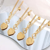 18K Chain Stitching Strawberry Pendant Necklace Niche Fruit Jewelry
