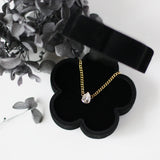 18K Cuban Chain Heart Crystal Drop Pendant Necklace for Women