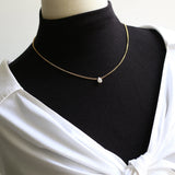 18K Cuban Chain Heart Crystal Drop Pendant Necklace for Women