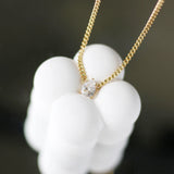 18K Cuban Chain Heart Crystal Drop Pendant Necklace for Women