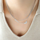 18K Double Layered Love Peach Heart Clavicle Chain Necklace for Girl