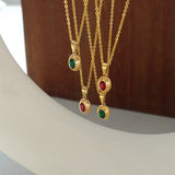 18K Egyptian Pharaoh Red Green Eye Gem Zircon Inlaid Jewelry Set