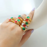 18K Egyptian Pharaoh Red Green Eye Gem Zircon Inlaid Jewelry Set