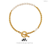 18K Freshwater Pearl OT Buckle Bracelets Beaded Bracelet