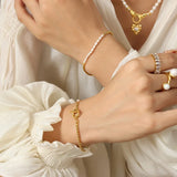 18K Freshwater Pearl OT Buckle Bracelets Beaded Bracelet