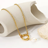 18K Freshwater Pearl Pendant Necklace Sailor Clasp Accessory