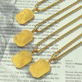 Geometric Square Pendant Necklace Rope Heavy Chunky Necklace