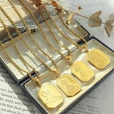 Geometric Square Pendant Necklace Rope Heavy Chunky Necklace