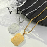 Geometric Square Pendant Necklace Rope Heavy Chunky Necklace