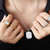 Geometric Square Pendant Necklace Rope Heavy Chunky Necklace