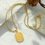 Geometric Square Pendant Necklace Rope Heavy Chunky Necklace