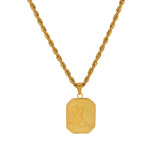 Geometric Square Pendant Necklace Rope Heavy Chunky Necklace