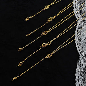 18K Heart Knotted Sweater Chain Tassel Necklace Minimalist