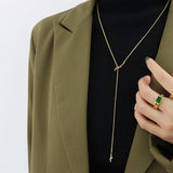 18K Heart Knotted Sweater Chain Tassel Necklace Minimalist