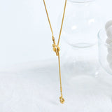 18K Heart Knotted Sweater Chain Tassel Necklace Minimalist