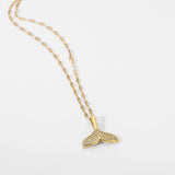 18K Mermaid Fishtail Pendant Necklace Zircon Jewelry