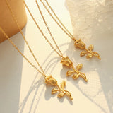 Retro Rose Flower Necklace & Bracelet Set