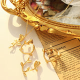 Retro Rose Flower Necklace & Bracelet Set