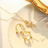 Retro Rose Flower Necklace & Bracelet Set