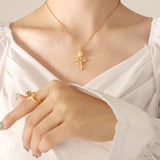 Retro Rose Flower Necklace & Bracelet Set