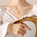 Retro Rose Flower Necklace & Bracelet Set