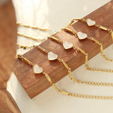 Peach Heart Sea Shell Bracelet with Bamboo Chain Jewelry