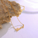 18K Personality English Letter Clavicle Necklace Pendant Gift