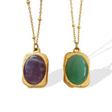 18K Natural Stone Clavicle Necklace Pendant Jewelry