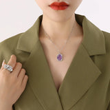 18K Natural Stone Clavicle Necklace Pendant Jewelry