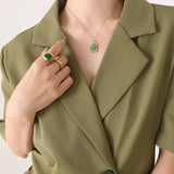 18K Natural Stone Clavicle Necklace Pendant Jewelry