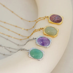 18K Natural Stone Clavicle Necklace Pendant Jewelry
