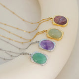 18K Natural Stone Clavicle Necklace Pendant Jewelry