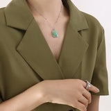 18K Natural Stone Clavicle Necklace Pendant Jewelry