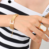 Punk Thick Chain Bracelet Lock Charm Cuban Bracelet for Women