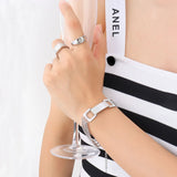 Punk Thick Chain Bracelet Lock Charm Cuban Bracelet for Women