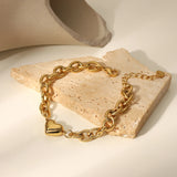 18K Retro O-Chain Necklace Angel Wings Heart Bracelet
