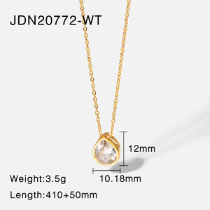 18K Water Drop Zircon Pendant Necklace for Women