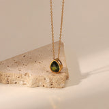 18K Water Drop Zircon Pendant Necklace for Women