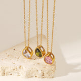 18K Water Drop Zircon Pendant Necklace for Women