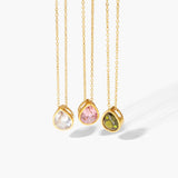 18K Water Drop Zircon Pendant Necklace for Women